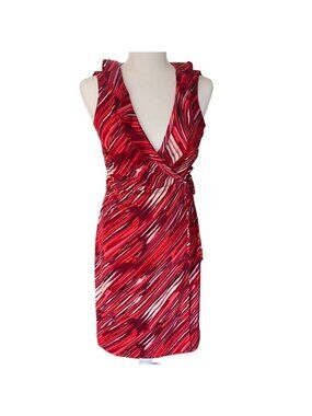 Giorgio Fiolini Womens Sleeveless Wrap Dress-Red-Size Small-GUC